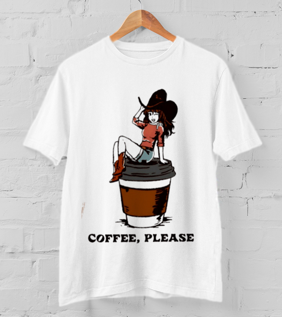 Cowgirl Coffee Please Western Caffeine Cartoon T-Shirt