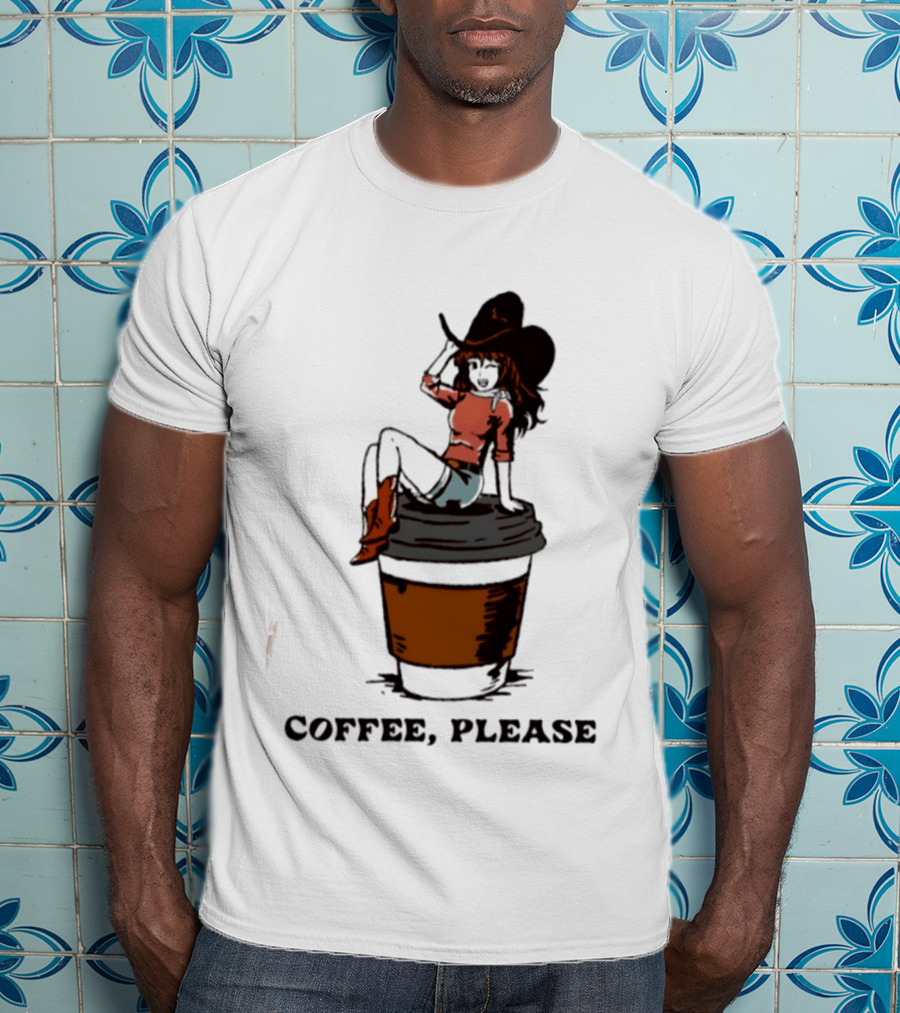 Cowgirl Coffee Please Western Caffeine Cartoon T-Shirt