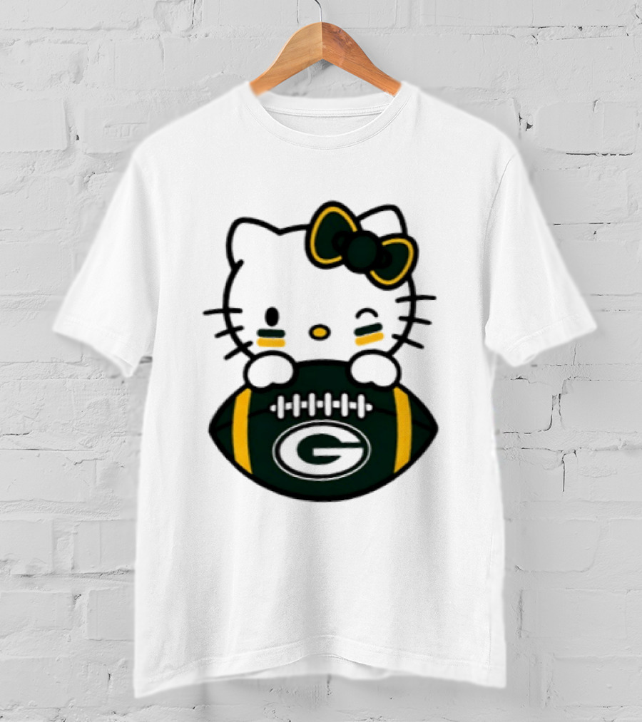 Green Bay Packers Hello Kitty Collaboration 2026 Football Season T-Shirt