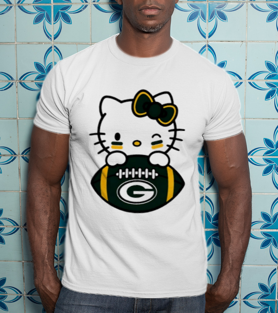 Green Bay Packers Hello Kitty Collaboration 2026 Football Season T-Shirt