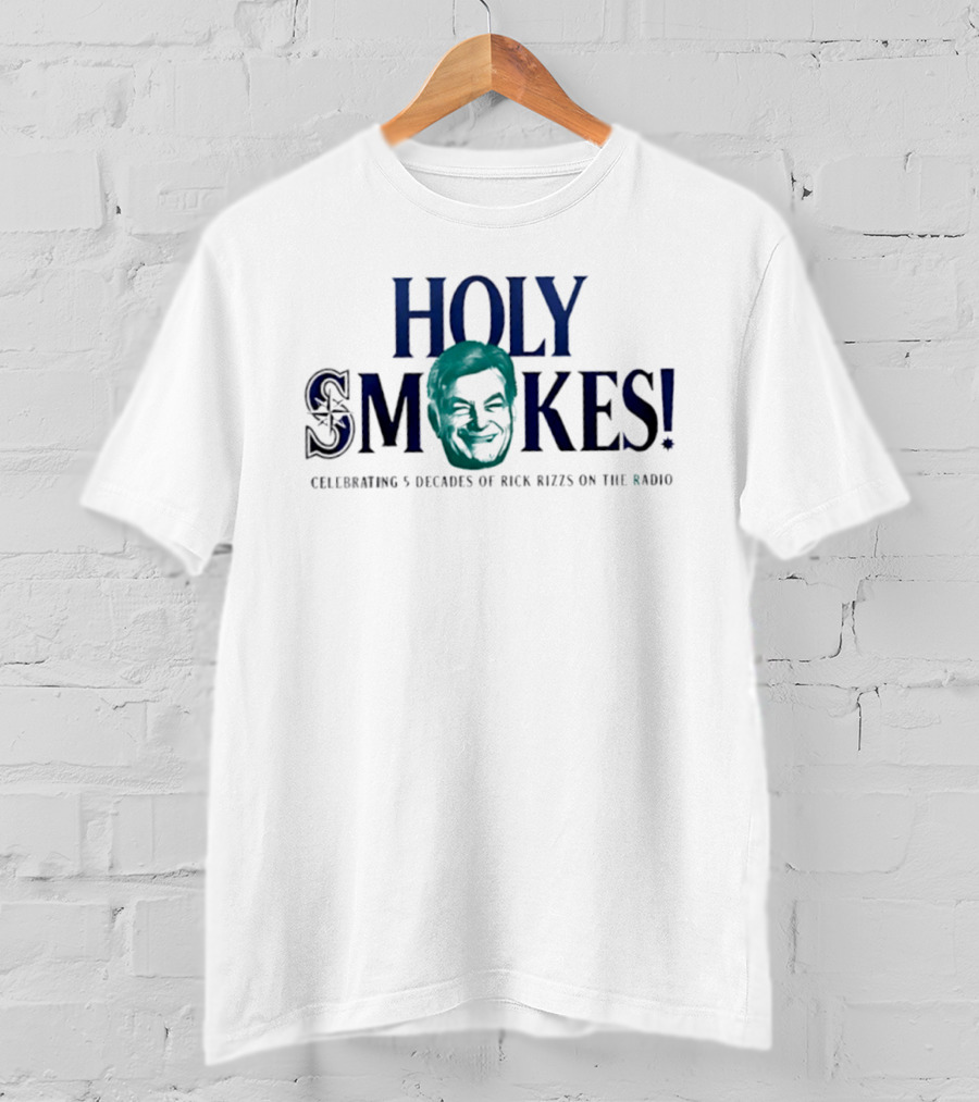 Holy Smokes Celebrating 5 Decades Of Rick Rizzs On The Radio Seattle Mariners T-Shirt