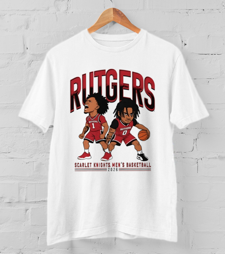 Rutgers Scarlet Knights Men's Basketball 2023 Tariq Francis Jamichael Davis Caricature T-Shirt