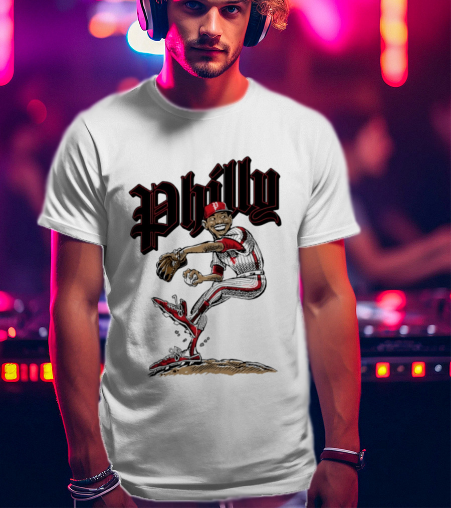 Philly Baseball Player Caricature T-Shirt