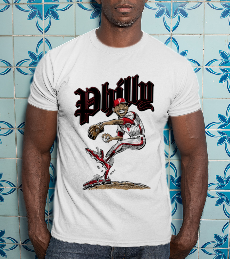 Philly Baseball Player Caricature T-Shirt
