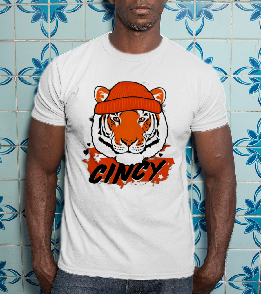 Cincy Tiger Beanie Cincinnati Bengals Football T-Shirt