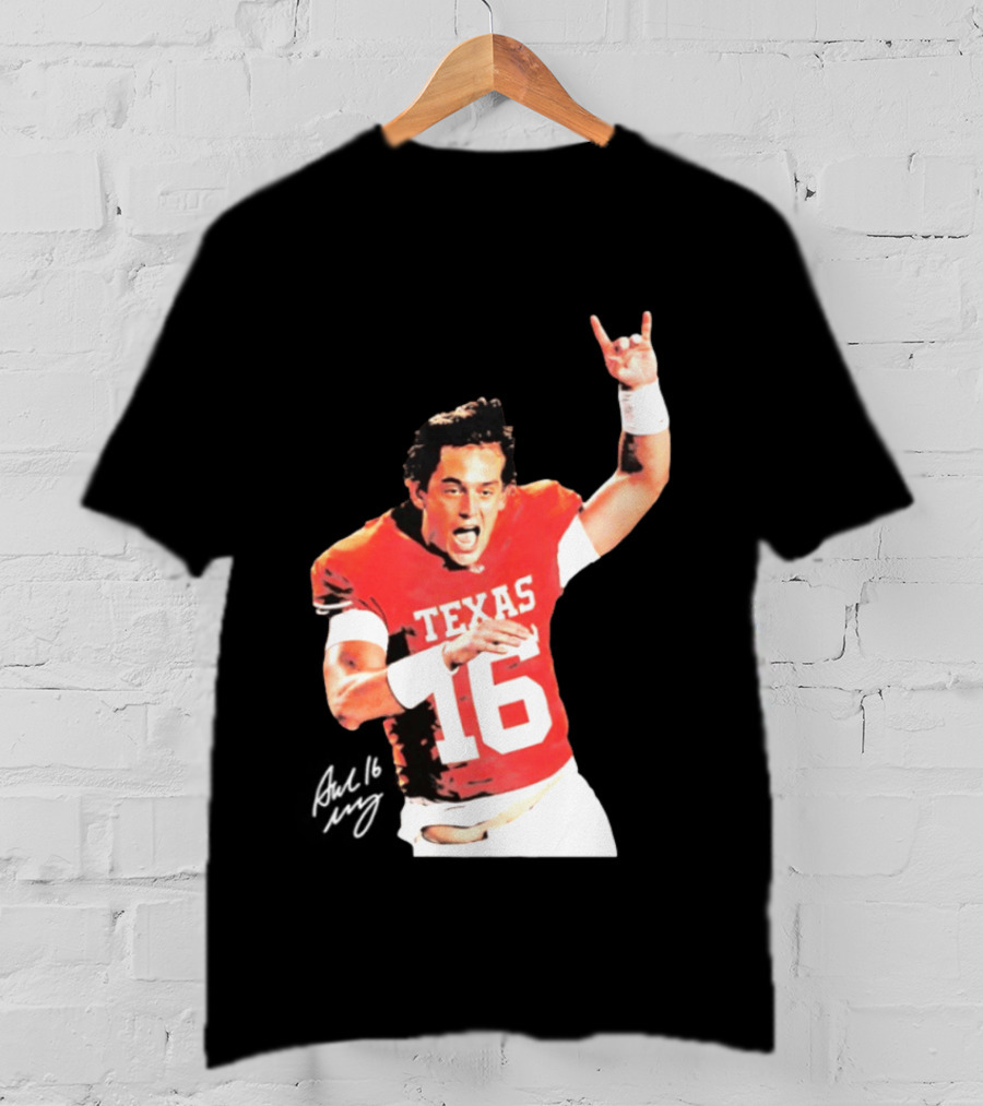 Arch Manning Texas Longhorns 16 Rock Hand Gesture T-Shirt