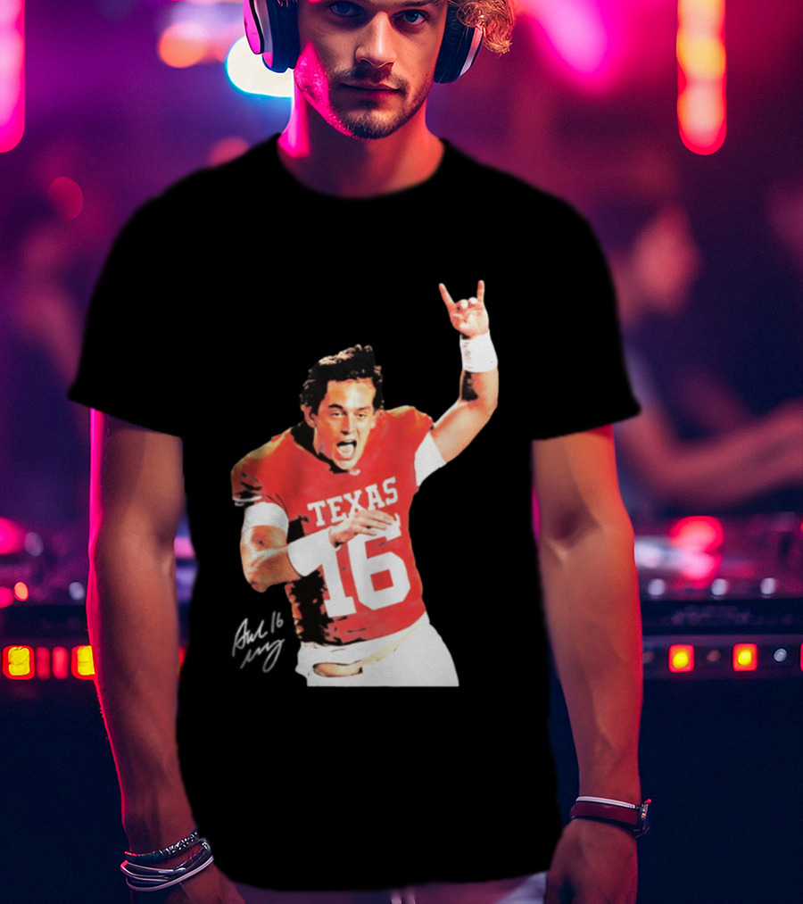 Arch Manning Texas Longhorns 16 Rock Hand Gesture T-Shirt