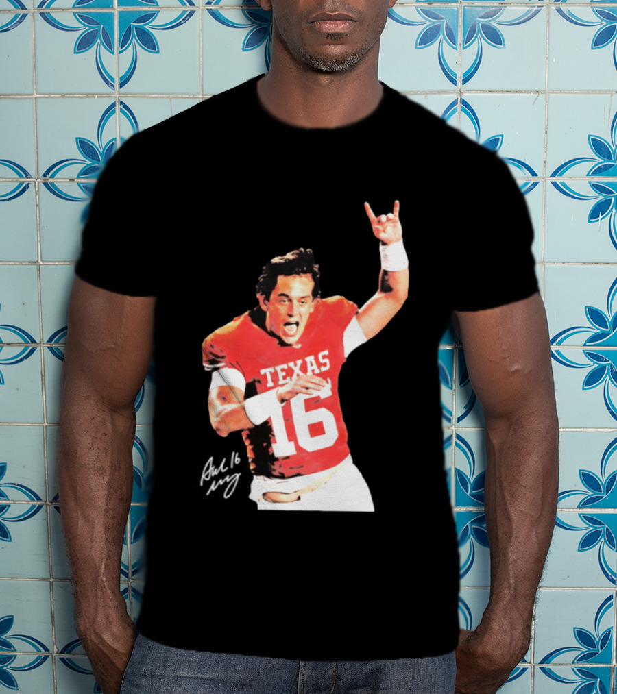 Arch Manning Texas Longhorns 16 Rock Hand Gesture T-Shirt