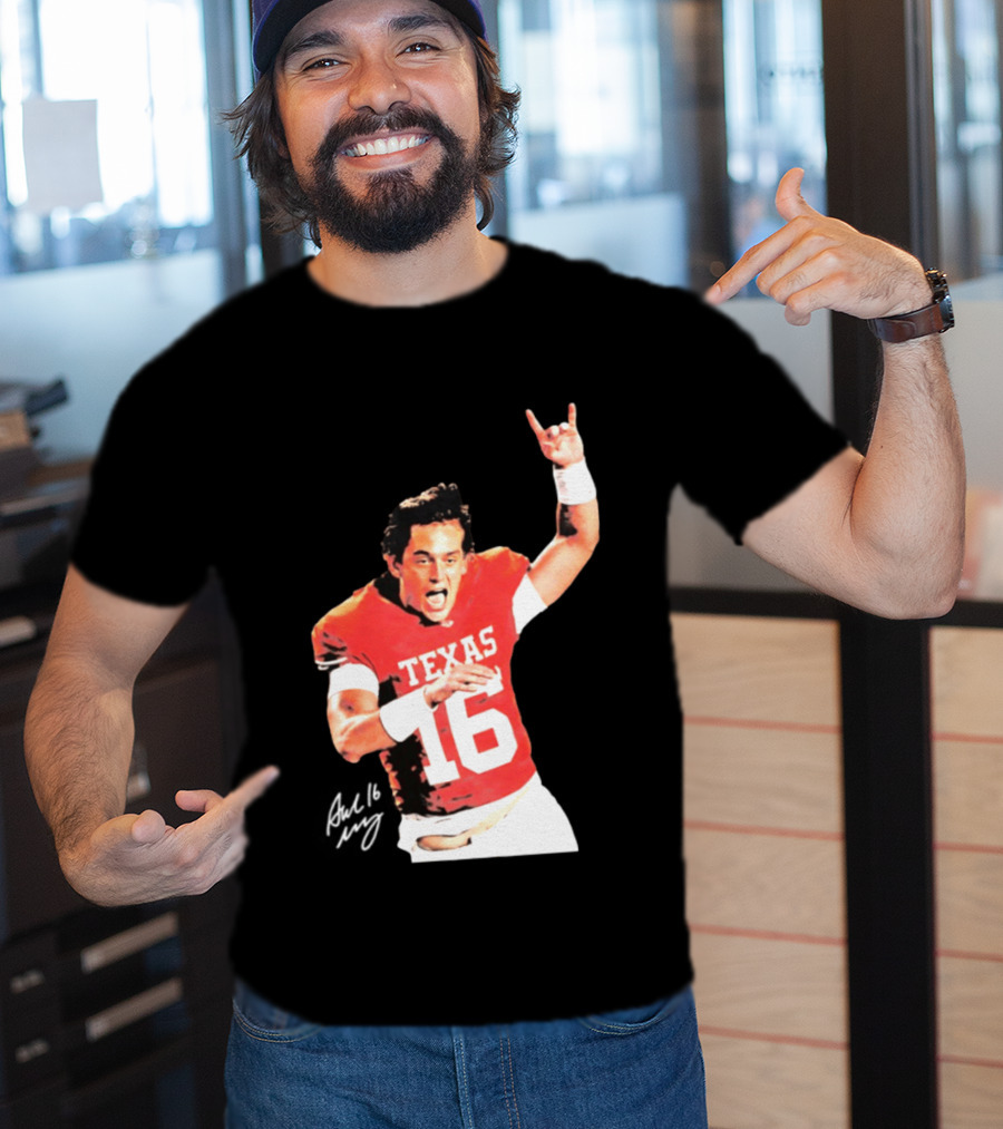 Arch Manning Texas Longhorns 16 Rock Hand Gesture T-Shirt