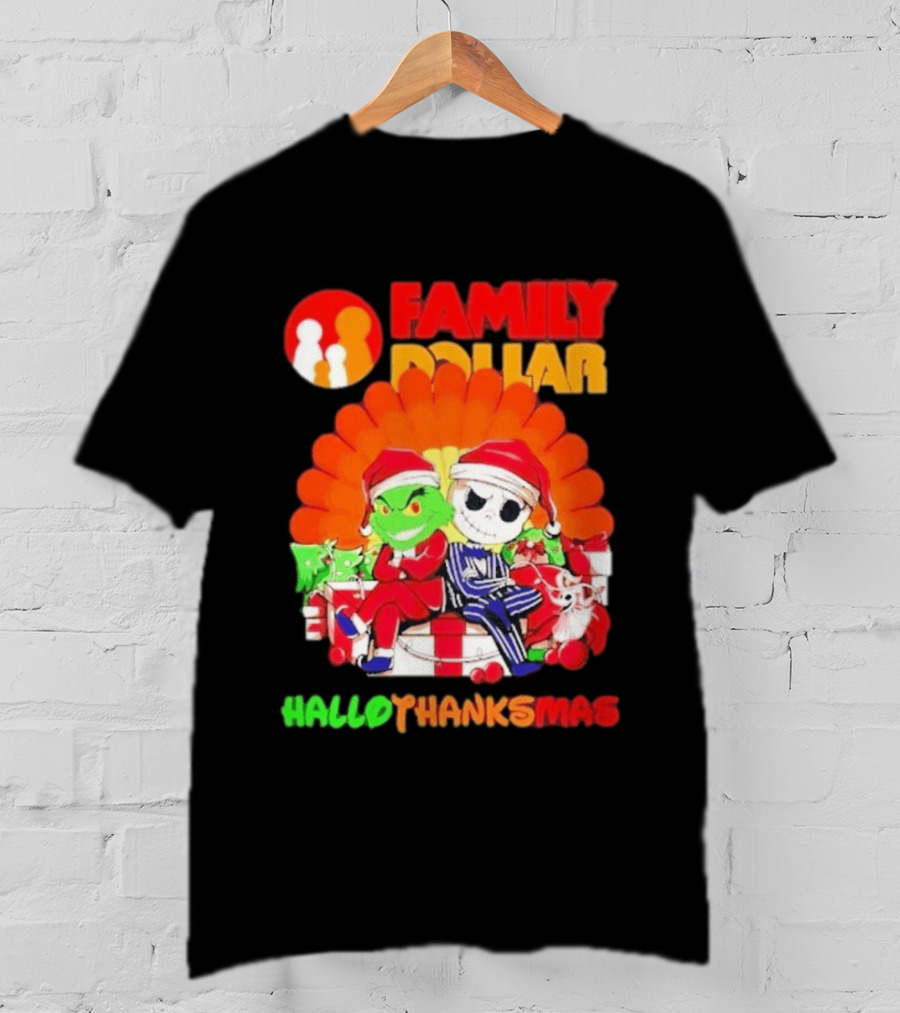 Family Dollar Grinch Jack Skellington Hallothanksmas 2026 T-Shirt