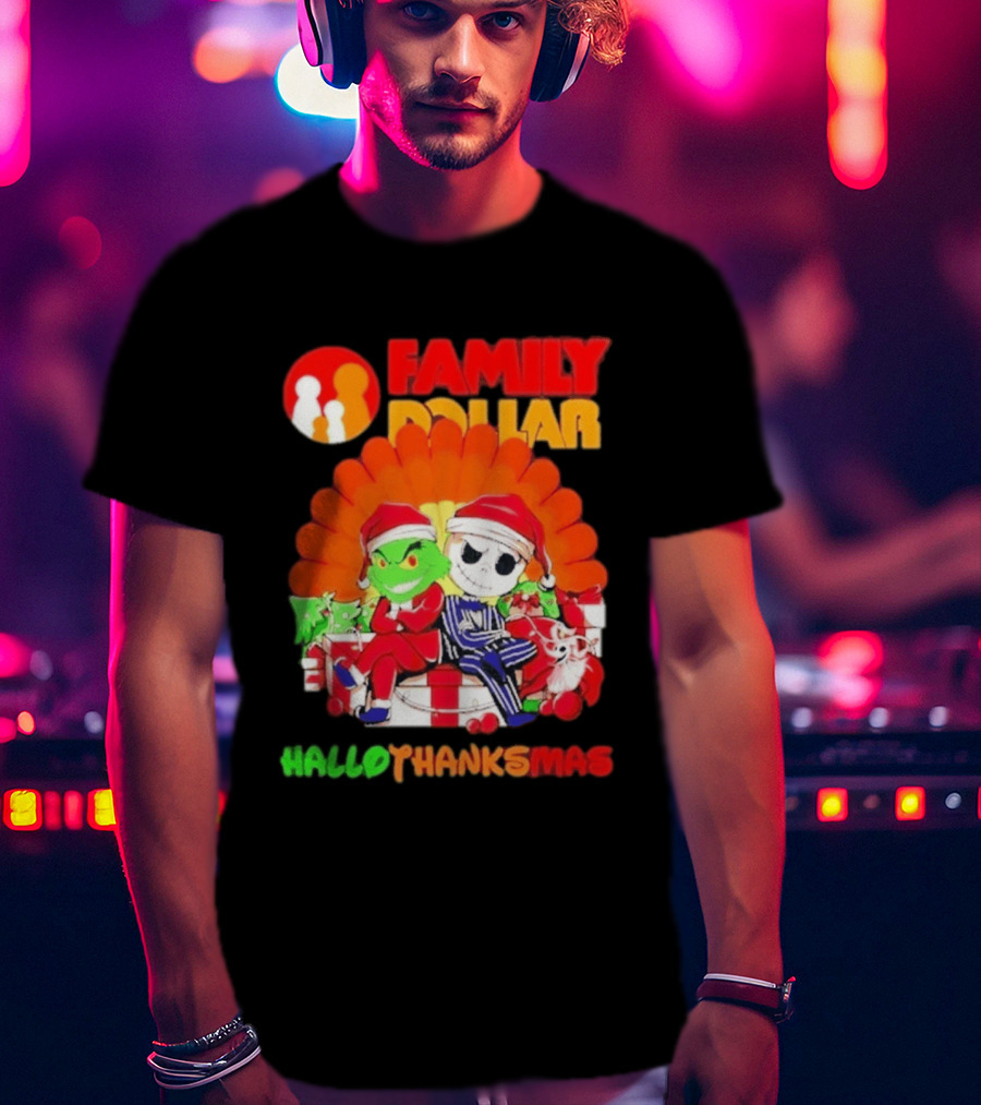 Family Dollar Grinch Jack Skellington Hallothanksmas 2026 T-Shirt
