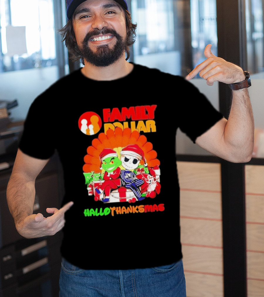 Family Dollar Grinch Jack Skellington Hallothanksmas 2026 T-Shirt