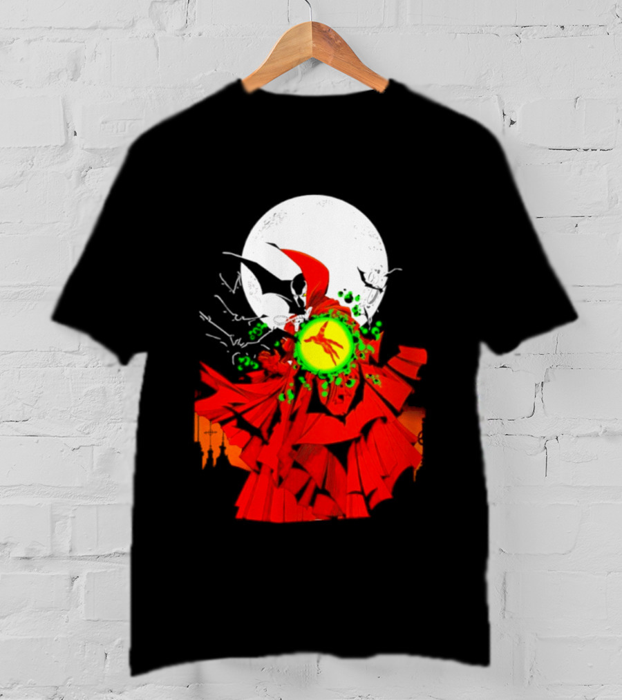 Graveyard Shift Whitegold Industries Spawn Halloween 2026 Full Red Moon T-Shirt