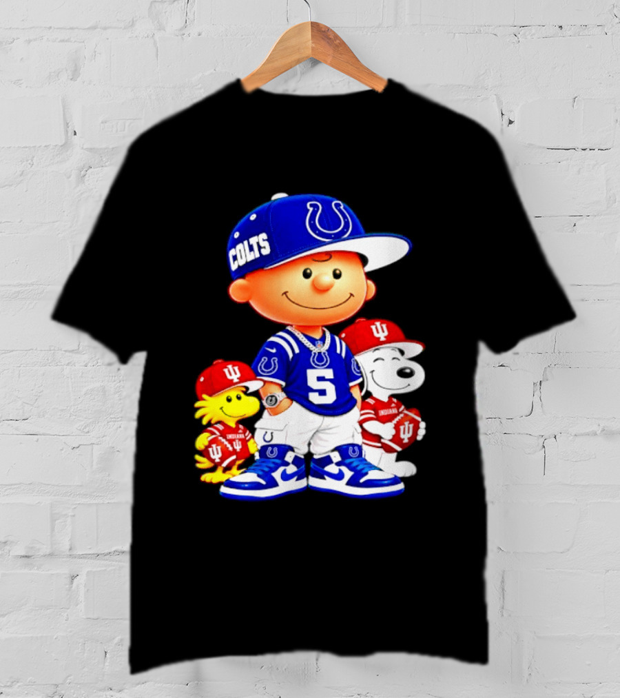 Charlie Brown And Snoopy Indianapolis Colts Indiana Hoosiers Football Team Merchandise T-Shirt
