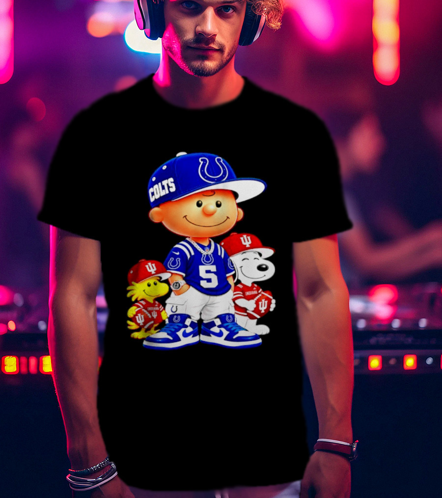 Charlie Brown And Snoopy Indianapolis Colts Indiana Hoosiers Football Team Merchandise T-Shirt