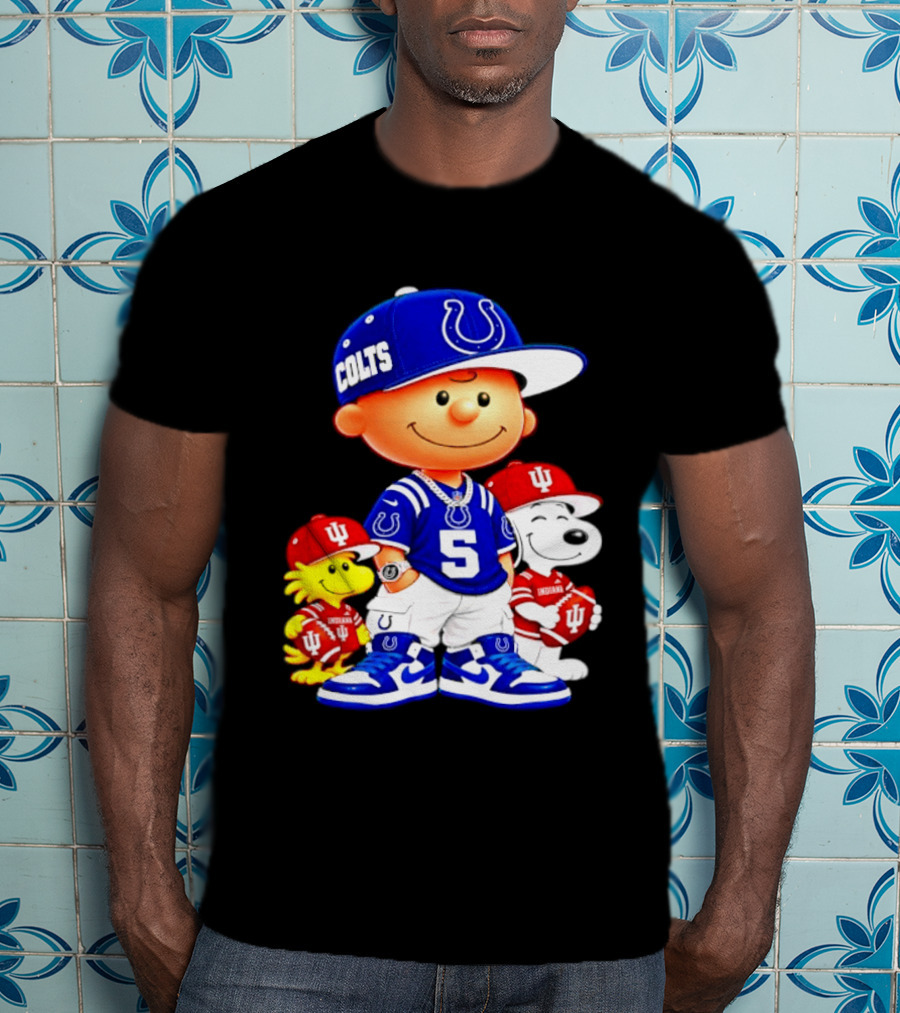 Charlie Brown And Snoopy Indianapolis Colts Indiana Hoosiers Football Team Merchandise T-Shirt
