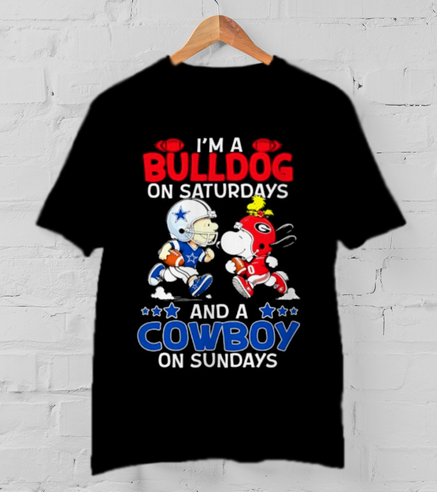 I'm A Bulldog On Saturdays And A Cowboy On Sundays Football Peanuts Sports T-Shirt
