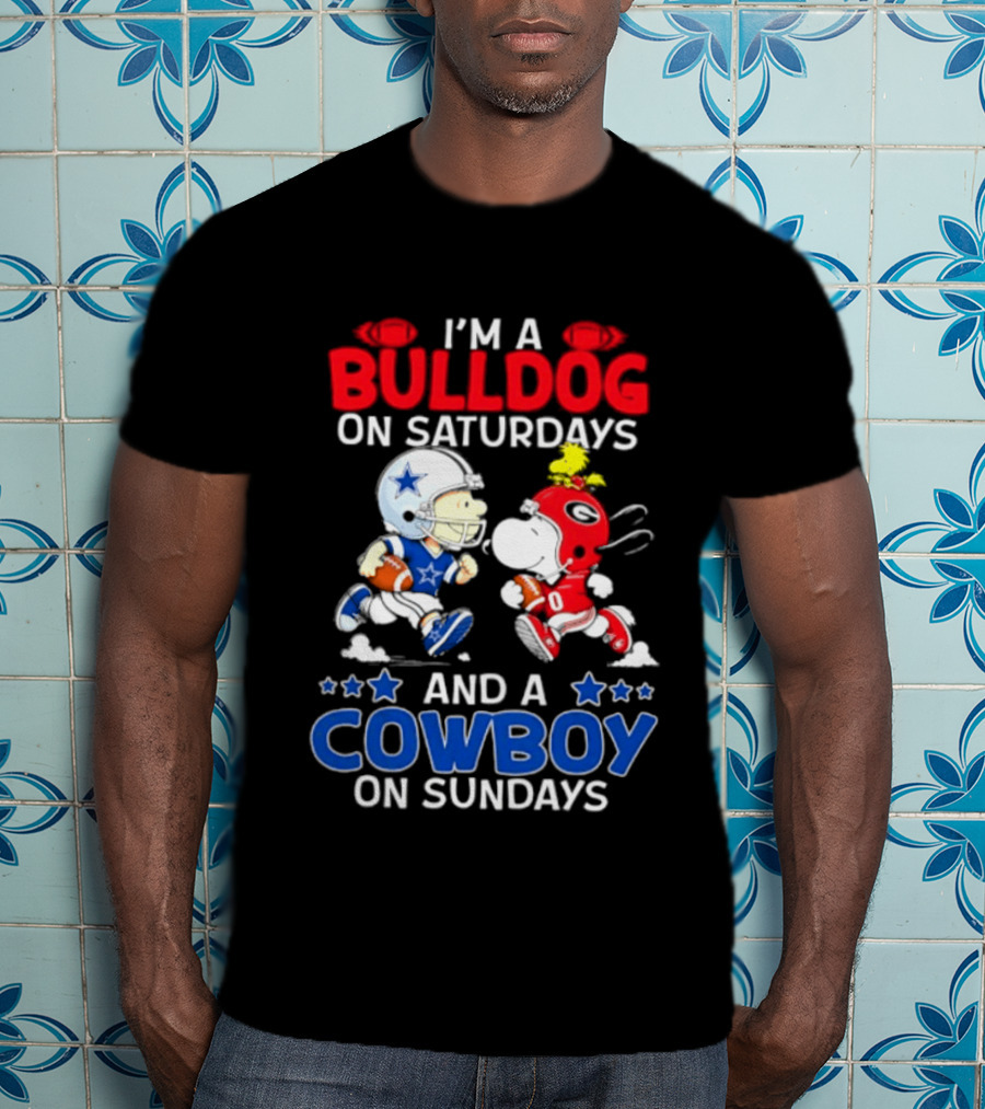 I'm A Bulldog On Saturdays And A Cowboy On Sundays Football Peanuts Sports T-Shirt