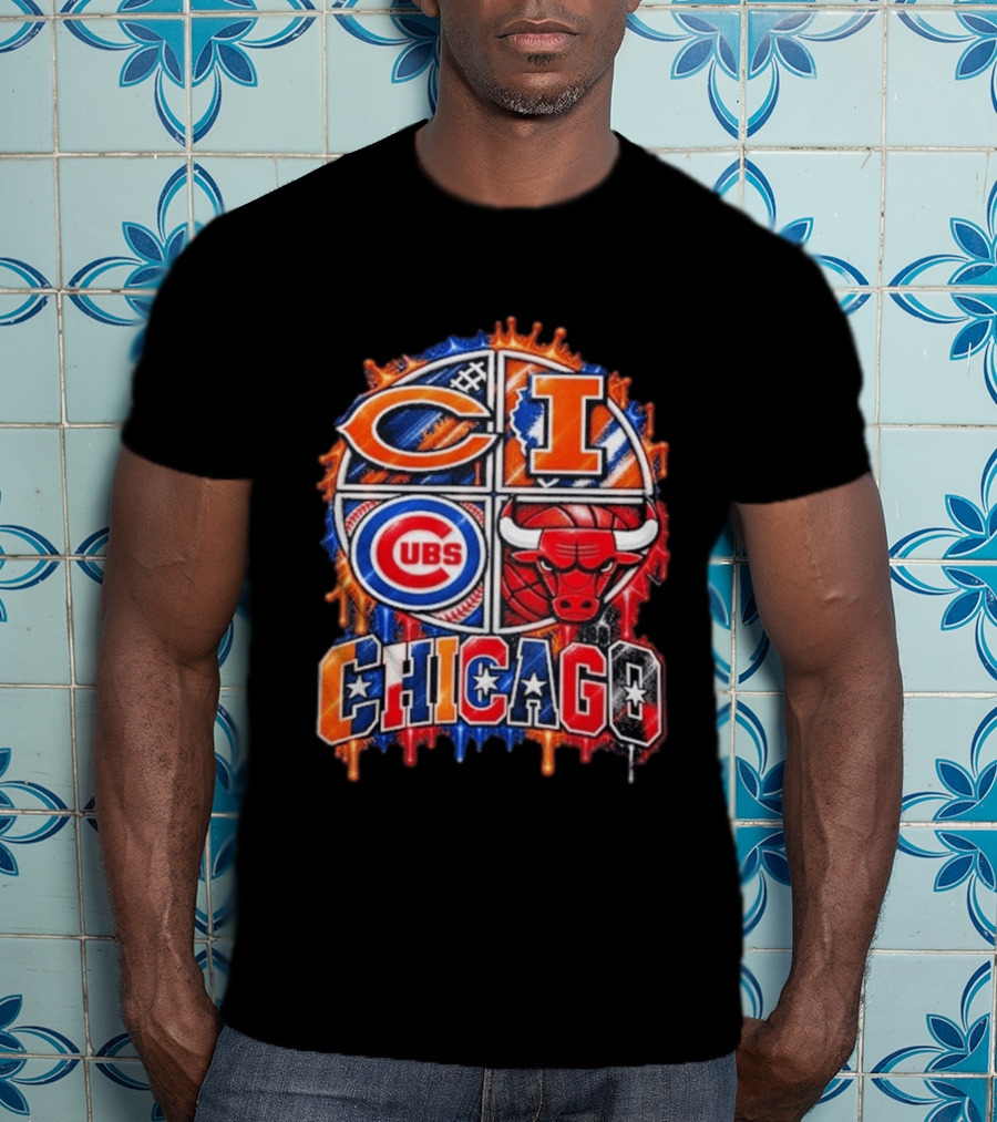 Chicago Sports Bears Fighting Illini Cubs Bulls City Pride T-Shirt