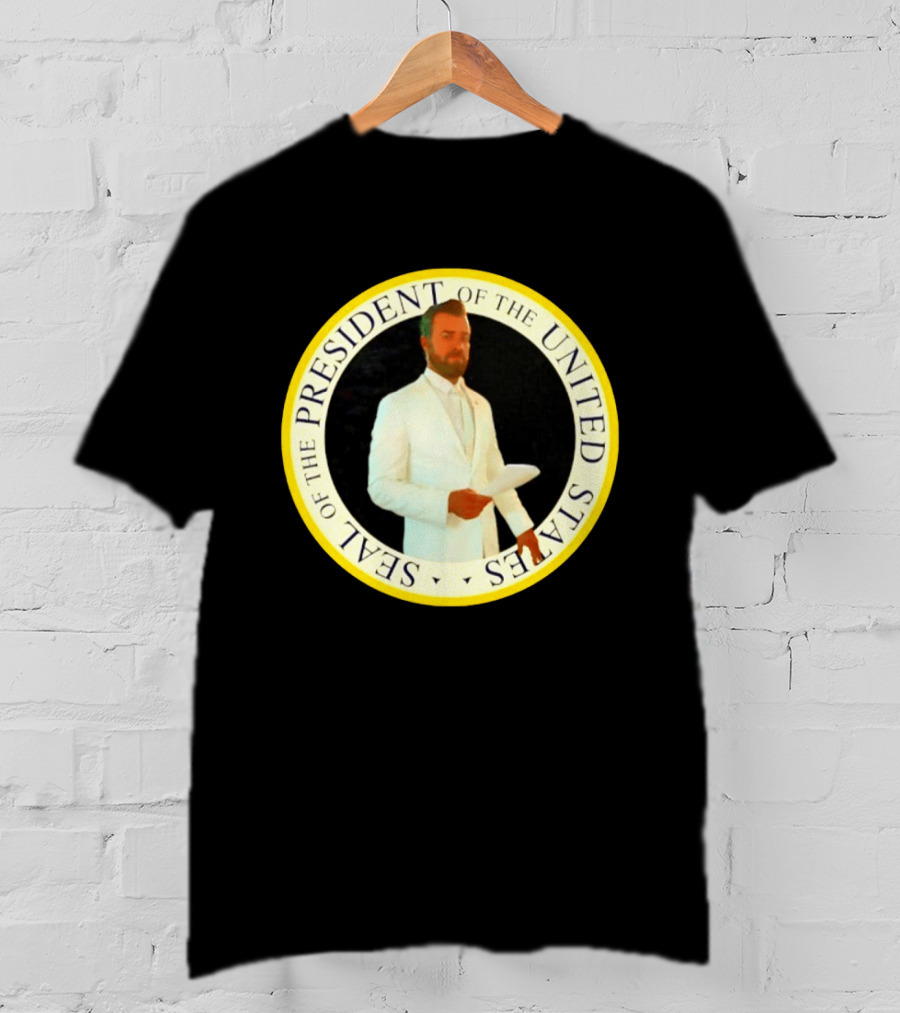 Seal Of The President Of The United States Justin Theroux In White Suit T-Shirt