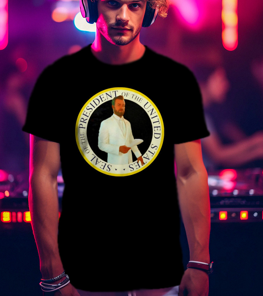 Seal Of The President Of The United States Justin Theroux In White Suit T-Shirt