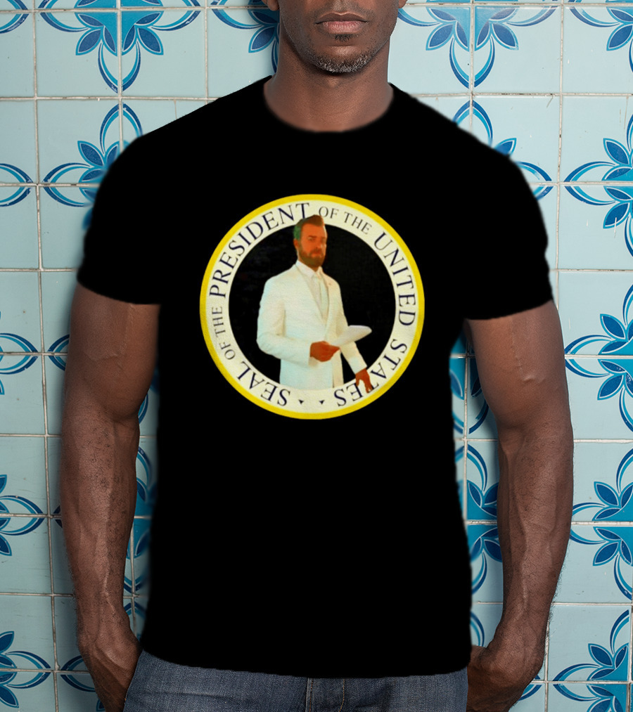 Seal Of The President Of The United States Justin Theroux In White Suit T-Shirt