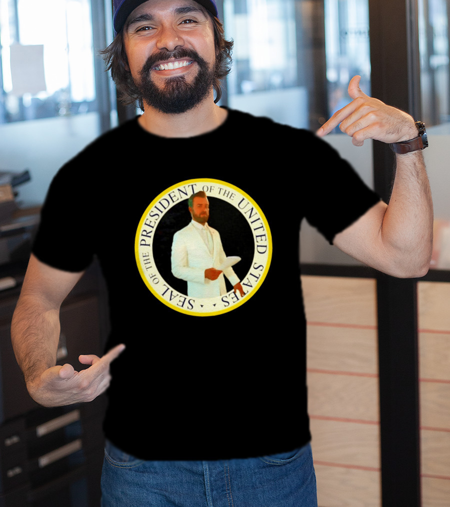 Seal Of The President Of The United States Justin Theroux In White Suit T-Shirt