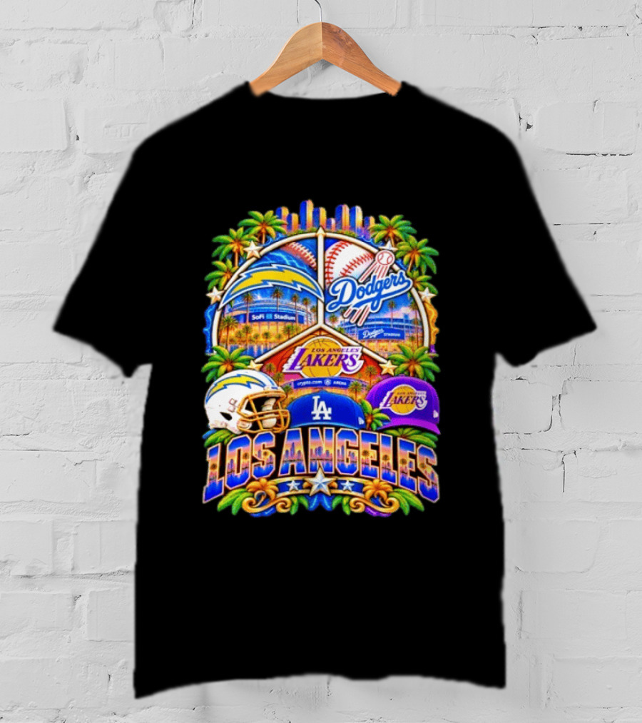 Los Angeles Dodgers Chargers Lakers SoFi Stadium City Skyline T-Shirt