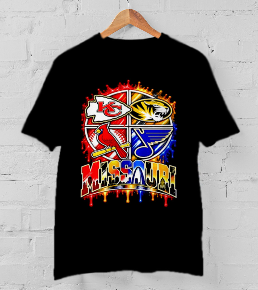 Missouri Kansas City Chiefs Mizzou Tigers St Louis Cardinals Blues Skyline T-Shirt