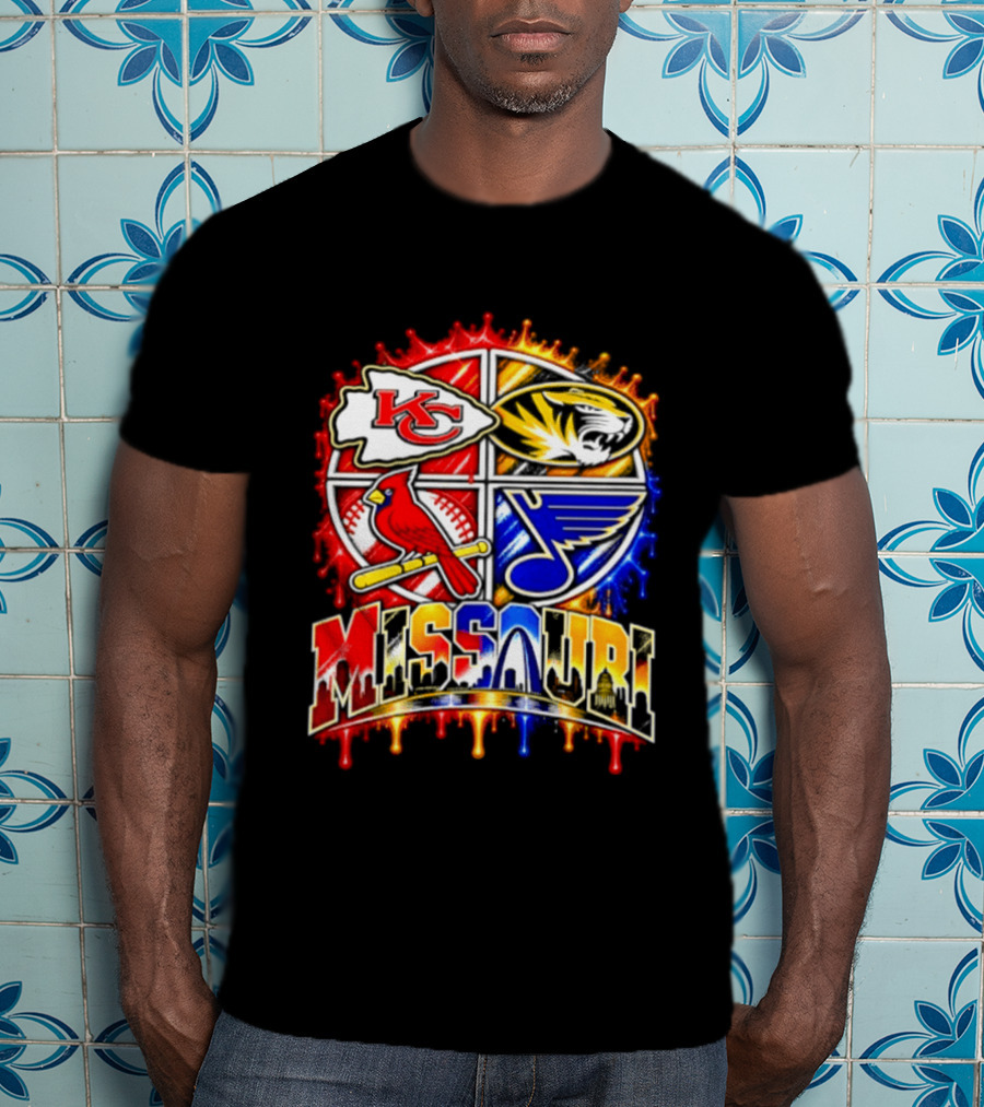 Missouri Kansas City Chiefs Mizzou Tigers St Louis Cardinals Blues Skyline T-Shirt