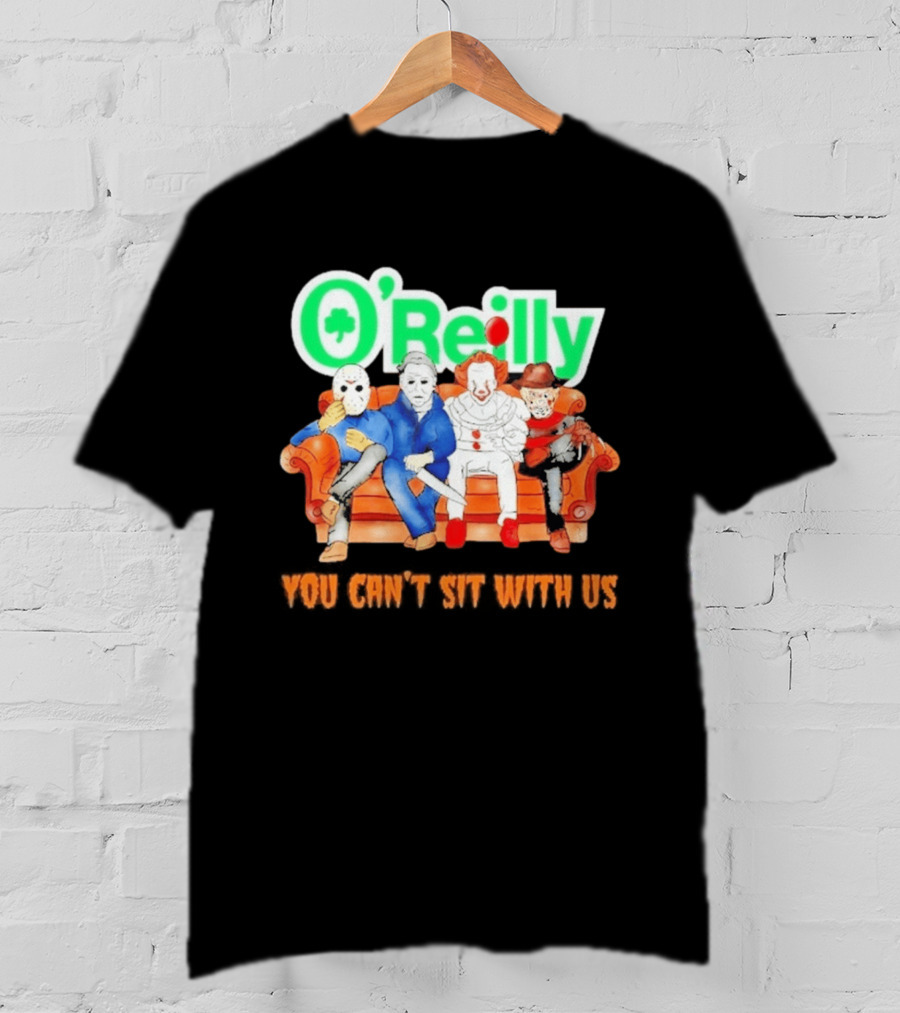 O'Reilly Horror Characters Friends Halloween 2026 You Can't Sit With Us Couch T-Shirt