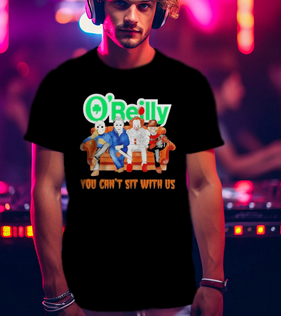 O'Reilly Horror Characters Friends Halloween 2026 You Can't Sit With Us Couch T-Shirt