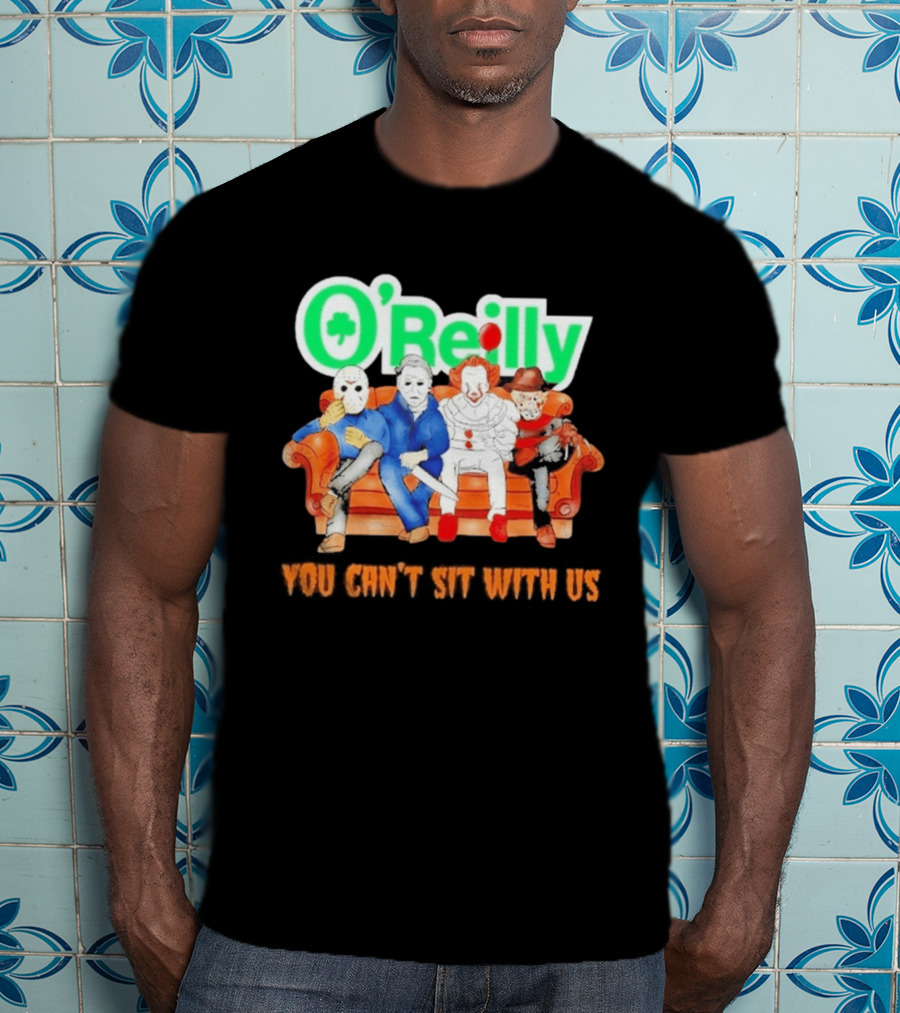 O'Reilly Horror Characters Friends Halloween 2026 You Can't Sit With Us Couch T-Shirt