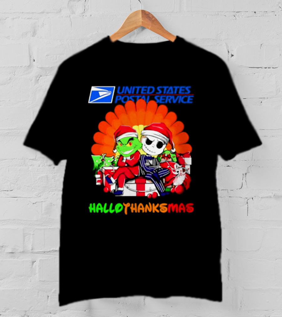 United States Postal Service Grinch Jack Skellington Hallothanksmas 2026 T-Shirt