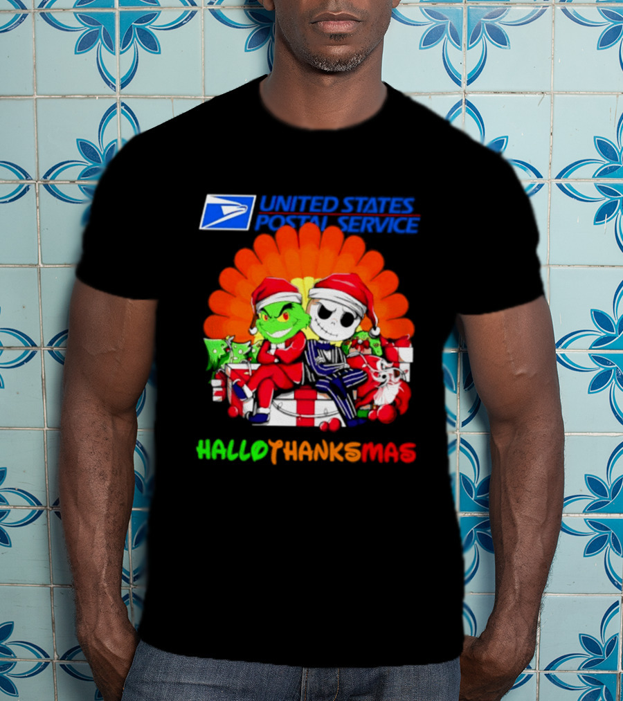 United States Postal Service Grinch Jack Skellington Hallothanksmas 2026 T-Shirt
