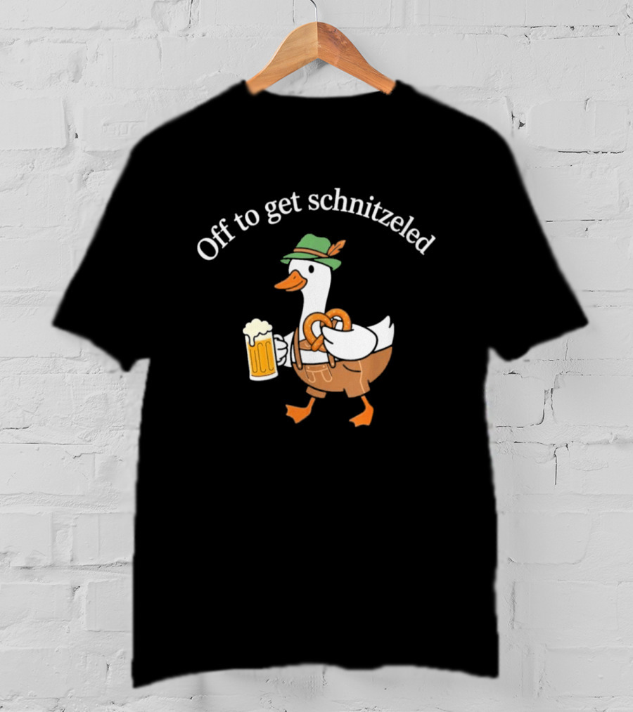 Off To Get Schnitzeled Duck In Lederhosen With Beer And Pretzel T-Shirt
