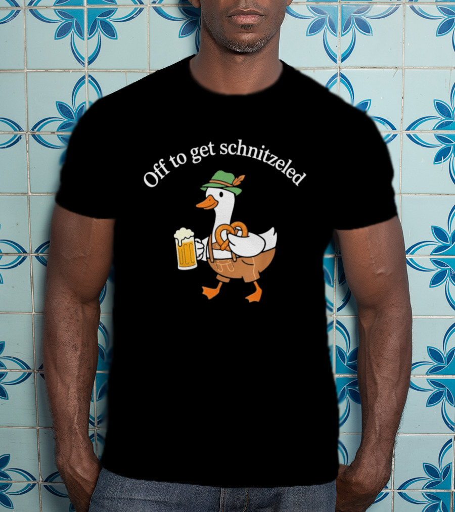 Off To Get Schnitzeled Duck In Lederhosen With Beer And Pretzel T-Shirt