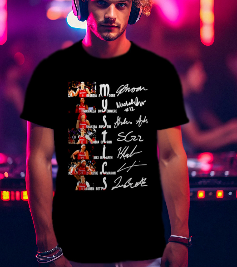 Washington Mystics Amoore Onyenwere Austin Citron Irjafen Mcmahon Betts Signatures Basketball Team Players T-Shirt