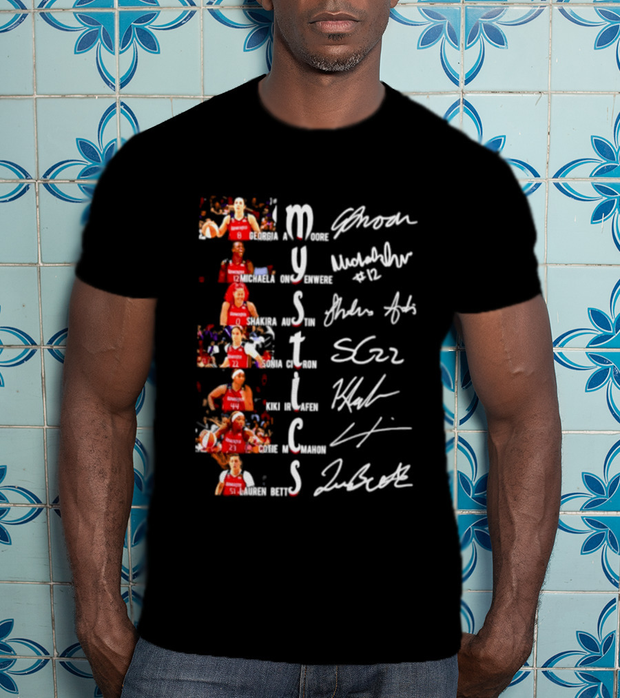 Washington Mystics Amoore Onyenwere Austin Citron Irjafen Mcmahon Betts Signatures Basketball Team Players T-Shirt