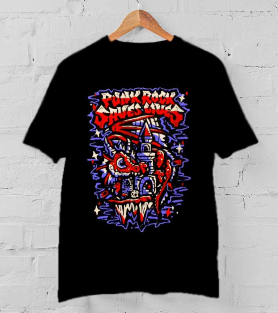 Punk Rock Saves Lives Dragon Castle Fantasy T-Shirt