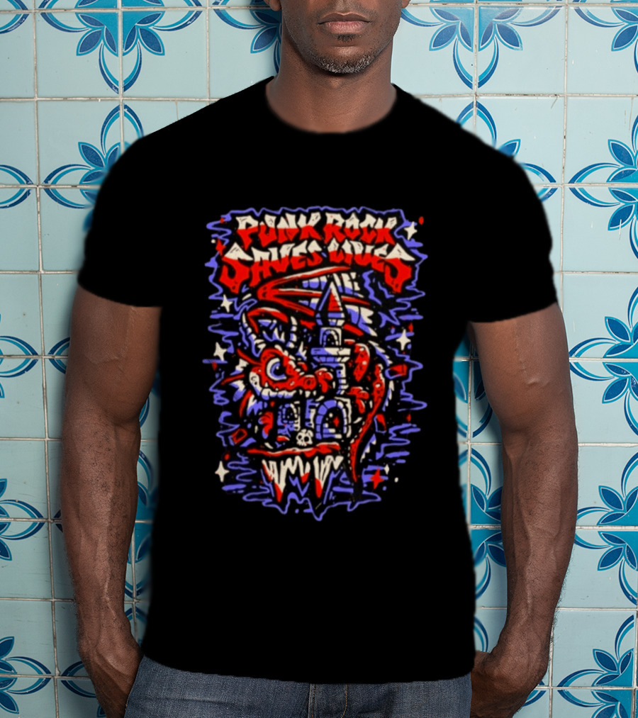 Punk Rock Saves Lives Dragon Castle Fantasy T-Shirt