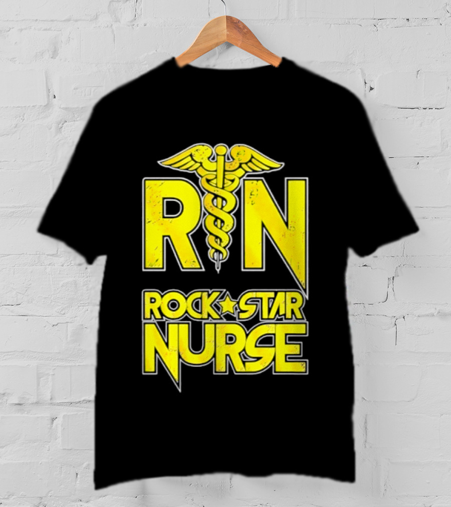 RN Rock Star Nurse Medical Professional Caduceus T-Shirt