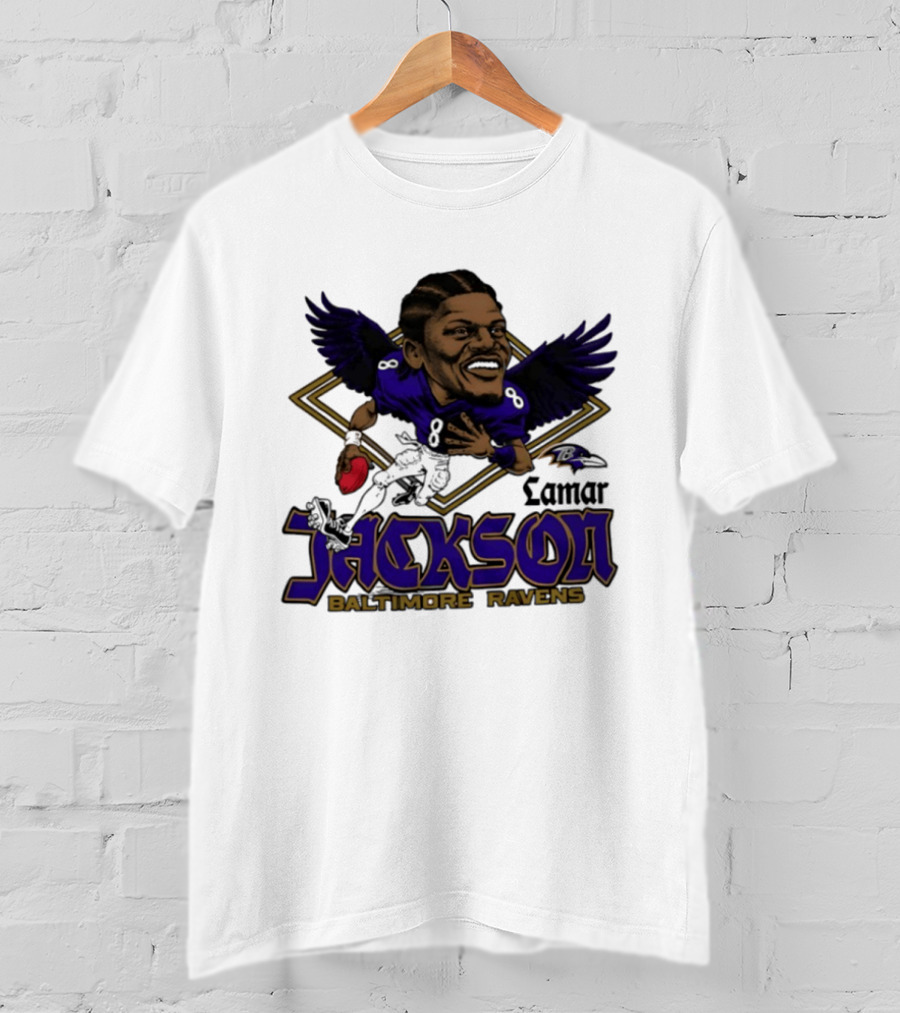 Lamar Jackson Baltimore Ravens Caricature T-Shirt