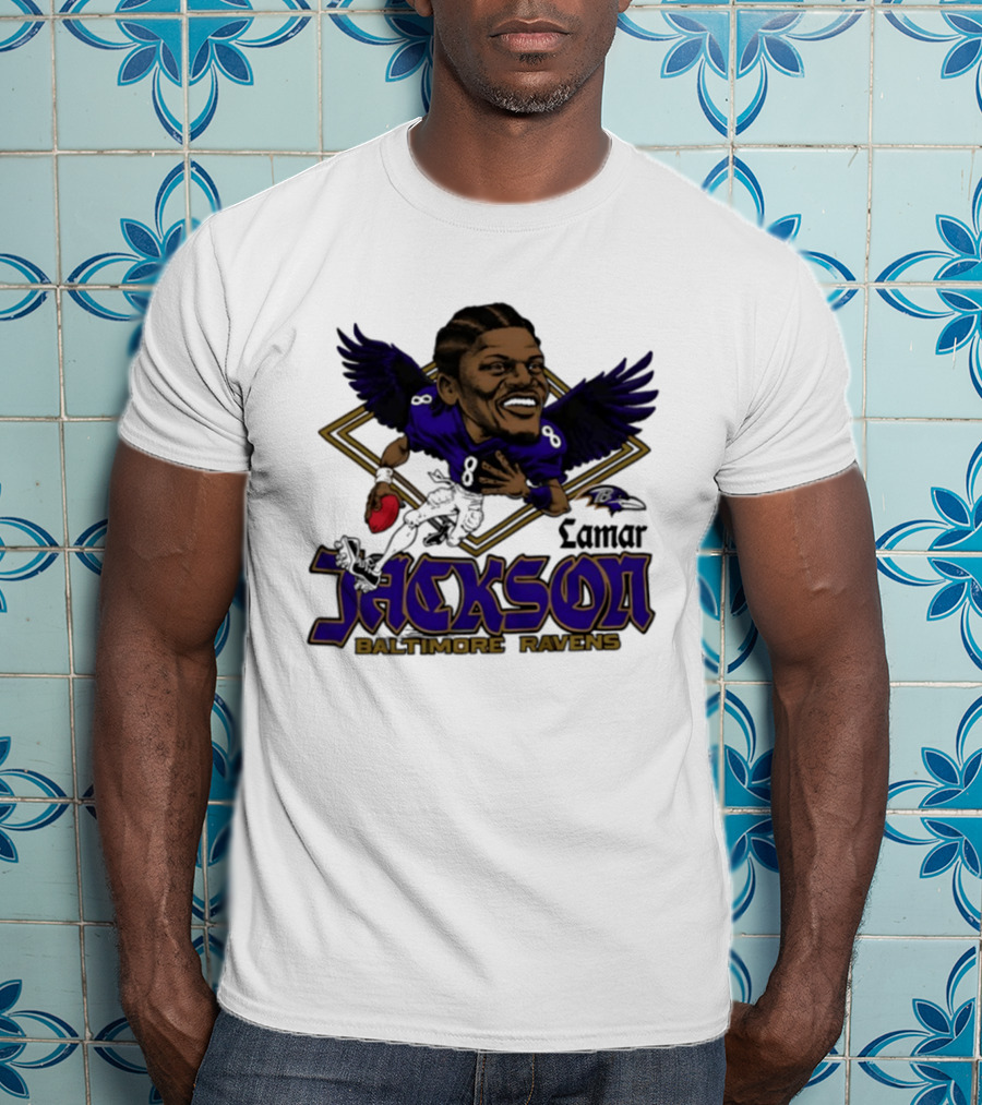 Lamar Jackson Baltimore Ravens Caricature T-Shirt
