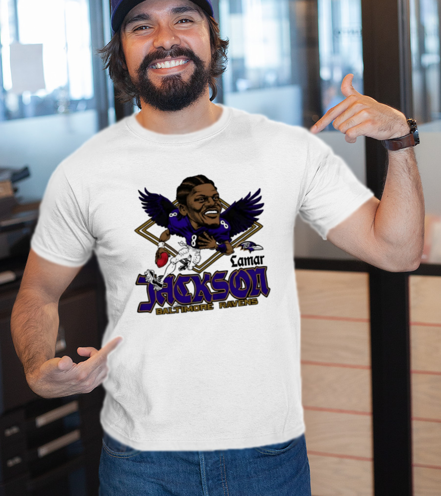 Lamar Jackson Baltimore Ravens Caricature T-Shirt