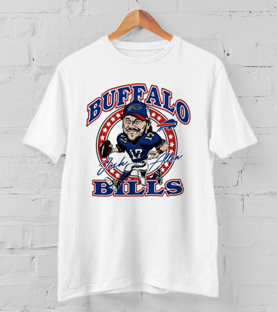 Buffalo Bills Josh Allen Caricature Player Signature 17 T-Shirt