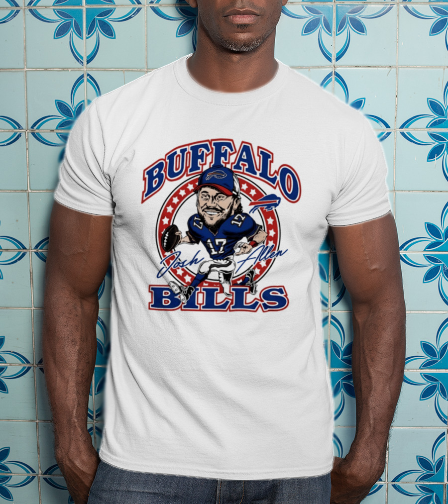 Buffalo Bills Josh Allen Caricature Player Signature 17 T-Shirt