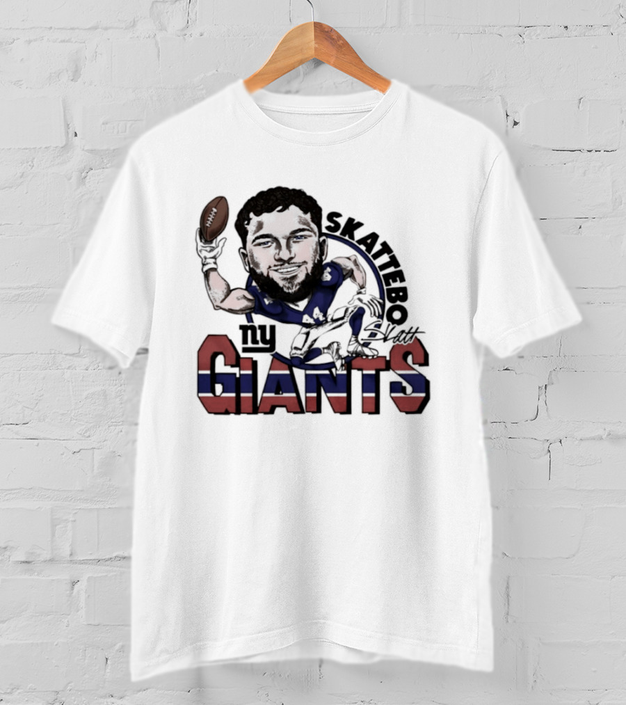 Skattebo New York Giants Football Caricature Player T-Shirt