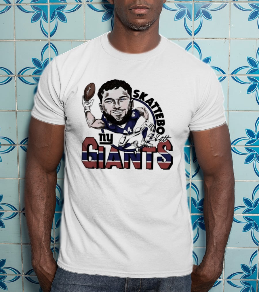 Skattebo New York Giants Football Caricature Player T-Shirt