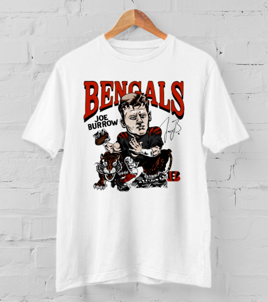 Cincinnati Bengals Joe Burrow Caricature NFL Player T-Shirt